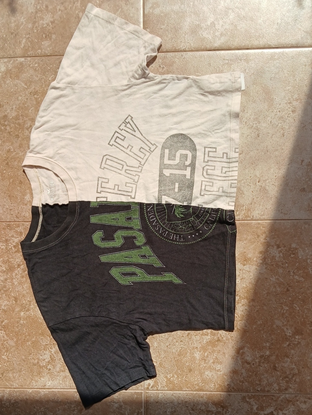 Hollister Two-Tone Spliced Mixed Print Graphic Tee